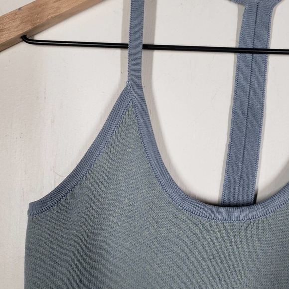 Wayf 98 Alicia T-Strap Sweater Knit Bodysuit M Blue - Picture 5 of 13